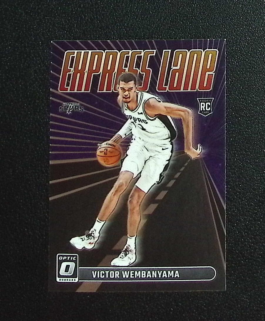Victor Wembanyama Rookie Card Express Lane 2023-24 Donruss Optic #8 Spurs: Panini, Donruss Optic, Donruss Select, Prizm, Mosaic, Contenders, Revolution, Phoenix, NBA Hoops, Rookie NFL Sports Trading Cards, Silver, SP, SSP, Wave Prizms, Numbered Cards, Basketball sports Cards