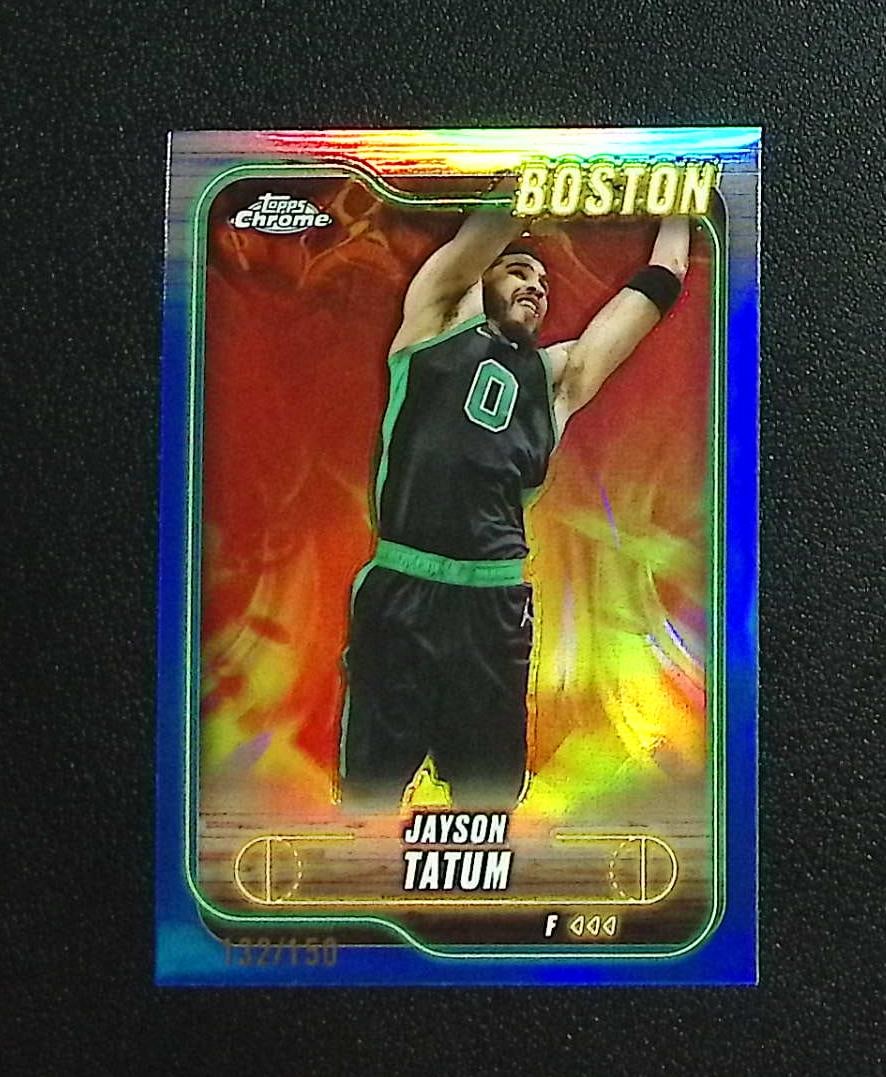 Jayson Tatum Blue Refractor /150 2024-25 Topps Chrome #51 Boston Celtics: Topps & Bowman Basketball NBA Trading & Sports Cards, Sports Cards for Sale Near Me, Chrome, Refractor, SP, SSP, Valuable Auction Memorabilia Lots Sold On Line, NBA Championship & Hall of Fame Player 