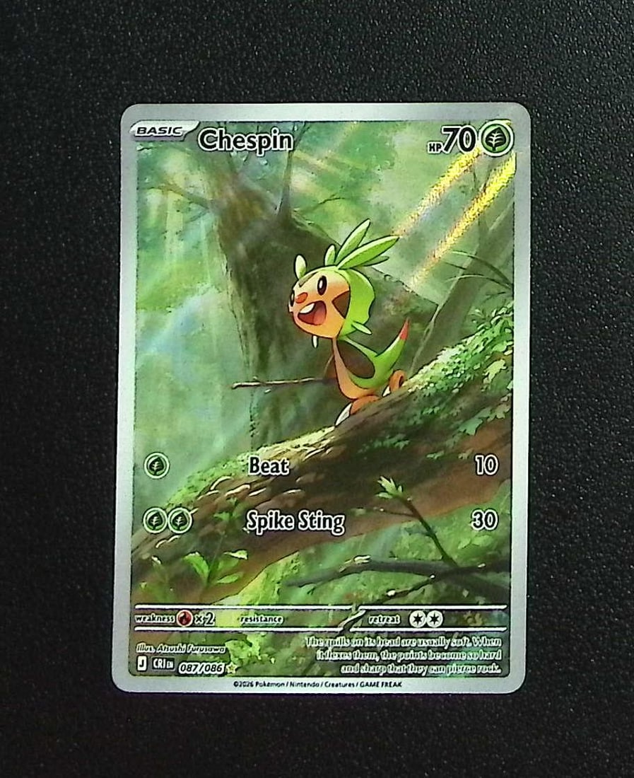 Pokemon Chaos Rising Chespin Illustration Rare #87: Pokemon Trading Card Game Cards, Charizard, Pikachu, Mewtwo, Reverse Holo, Holo Rare, Secret Rare Cards, Full Art Cards, Eevee, Ultra Rare Card, Illustration Rare, Special Illustration Rare SIR