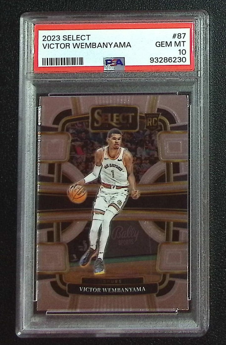 Victor Wembanyama Rookie Card 2023-24 Select #87 PSA 10 San Antonio Spurs: Panini, Donruss Optic, Donruss Select, Prizm, Mosaic, Contenders, Revolution, Phoenix, NBA Hoops, Rookie NFL Sports Trading Cards, Silver, SP, SSP, Wave Prizms, Numbered Cards, Basketball sports Cards