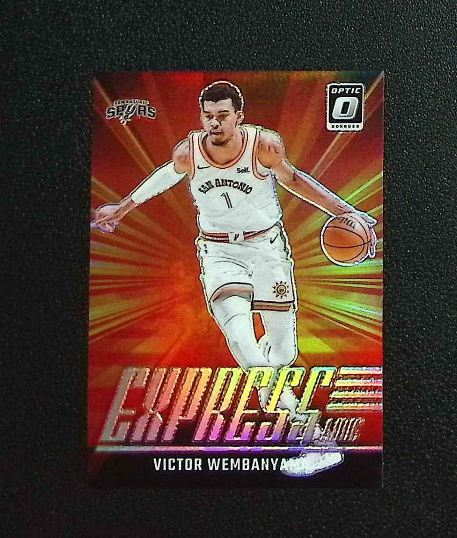 Victor Wembanyama Express Lane Holo Prizm 2024-25 Donruss Optic #19 Spurs: Panini, Donruss Optic, Donruss Select, Prizm, Mosaic, Contenders, Revolution, Phoenix, NBA Hoops, Rookie NFL Sports Trading Cards, Silver, SP, SSP, Wave Prizms, Numbered Cards, Basketball sports Cards