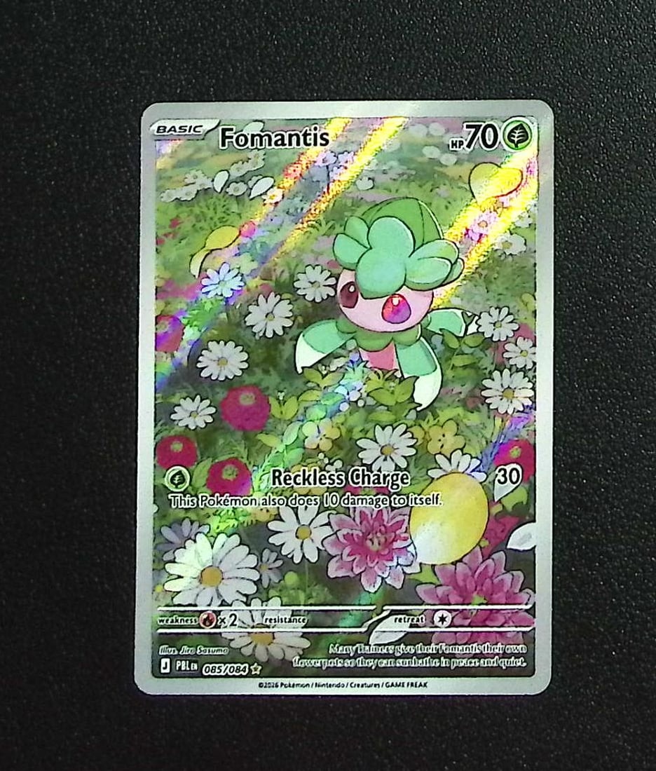 Pokemon Pitch Black Fomantis Illustration Rare #85: Pokemon Trading Card Game Cards, Charizard, Pikachu, Mewtwo, Reverse Holo, Holo Rare, Secret Rare Cards, Full Art Cards, Eevee, Ultra Rare Card, Illustration Rare, Special Illustration Rare SIR