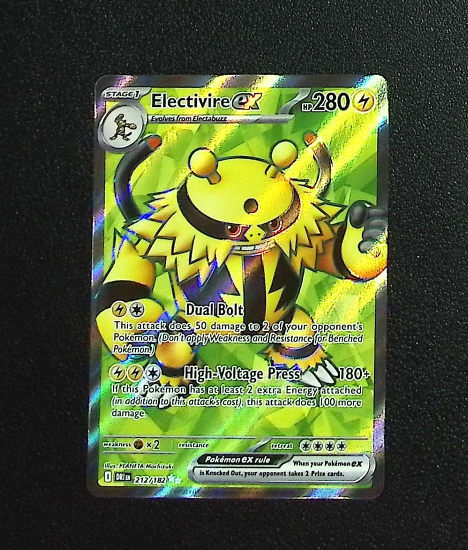 Pokemon Destined Rivals Electivire Ex Ultra Rare #212: Pokemon Trading Card Game Cards, Charizard, Pikachu, Mewtwo, Reverse Holo, Holo Rare, Secret Rare Cards, Full Art Cards, Eevee, Ultra Rare Card, Illustration Rare, Special Illustration Rare SIR