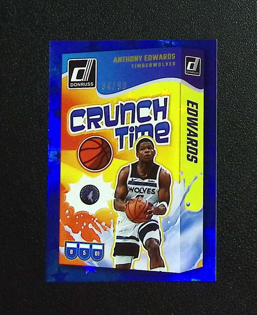 Anthony Edwards Crunch Time Blue Stars /99 2024-25 Donruss #15 Timberwolves: Panini, Donruss Optic, Donruss Select, Prizm, Mosaic, Contenders, Revolution, Phoenix, NBA Hoops, Rookie NFL Sports Trading Cards, Silver, SP, SSP, Wave Prizms, Numbered Cards, Basketball sports Cards