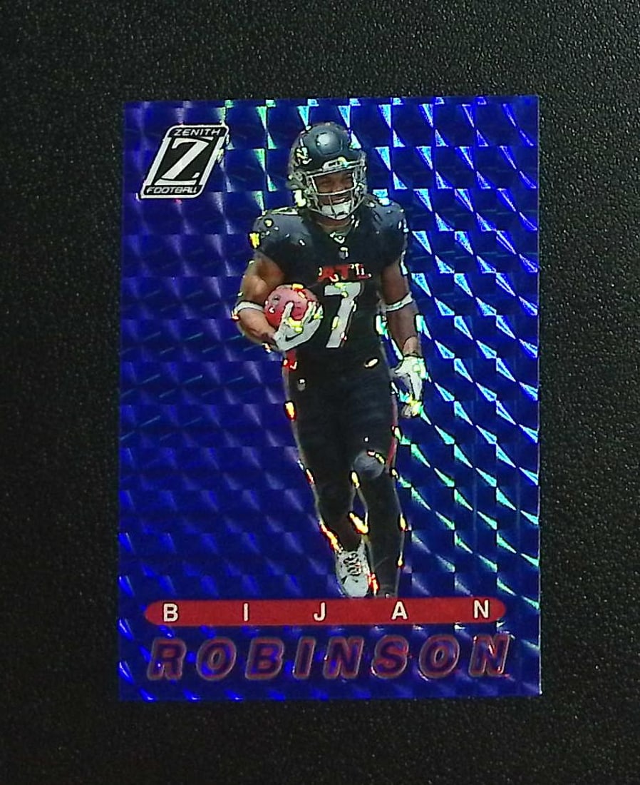 Bijan Robinson Rookie Pacific Blue 2023 Zenith #3 Atlanta Falcons: Panini, Donruss Optic, & Donruss Select, Prizm, Mosaic, Contenders, Zenith, Phoenix, Illusions, Absolute, Rookie NFL Sports Trading Cards, SP, SSP, Cards, Football Cards for Sale Near Me, Superbowl & 