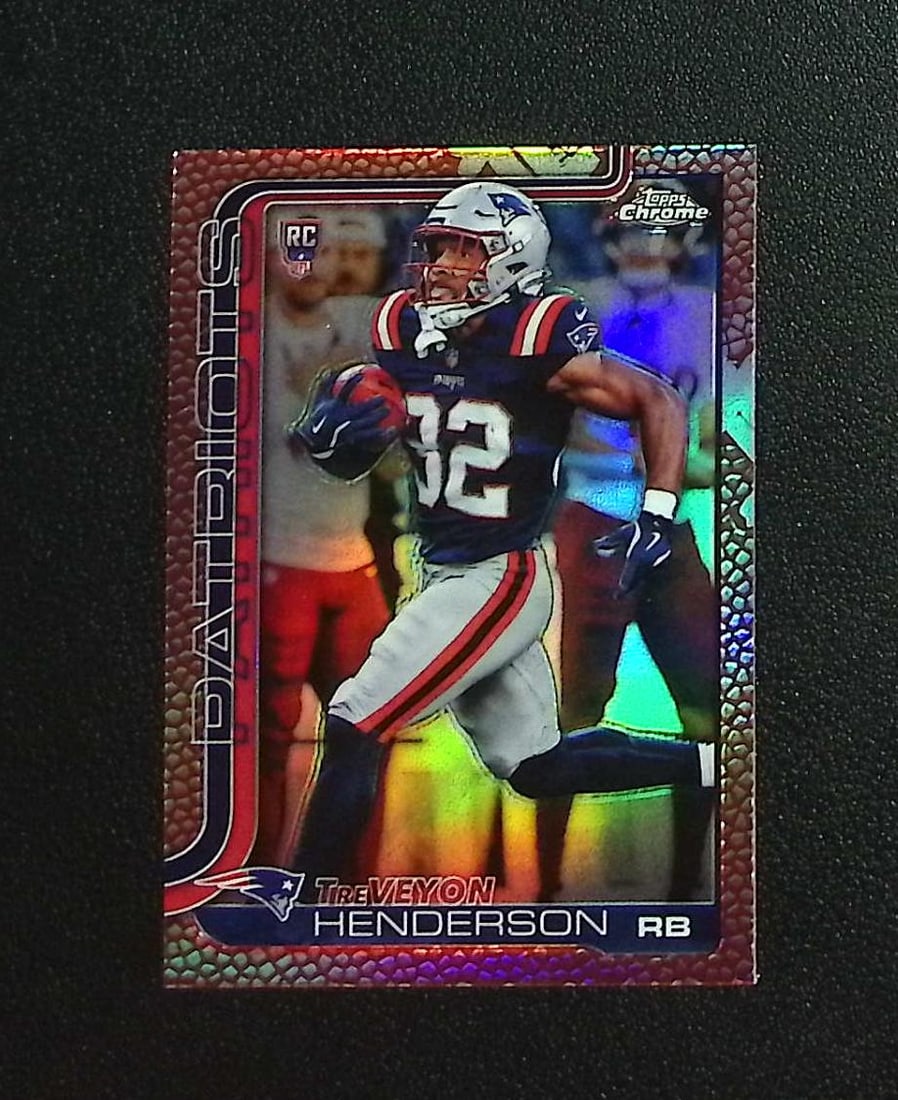 TreVeyon Henderson Rookie Football Leather Refractor 2025 Topps Chrome #328 Patriots: Topps & Bowman Football NFL Trading Sports Cards, Sports Cards for Sale Near Me, Super Bowl & Hall of Fame Player Cards, Resurgence, Composite, SP, SSP, Valuable Auction Memorabilia Lots For Sale On L