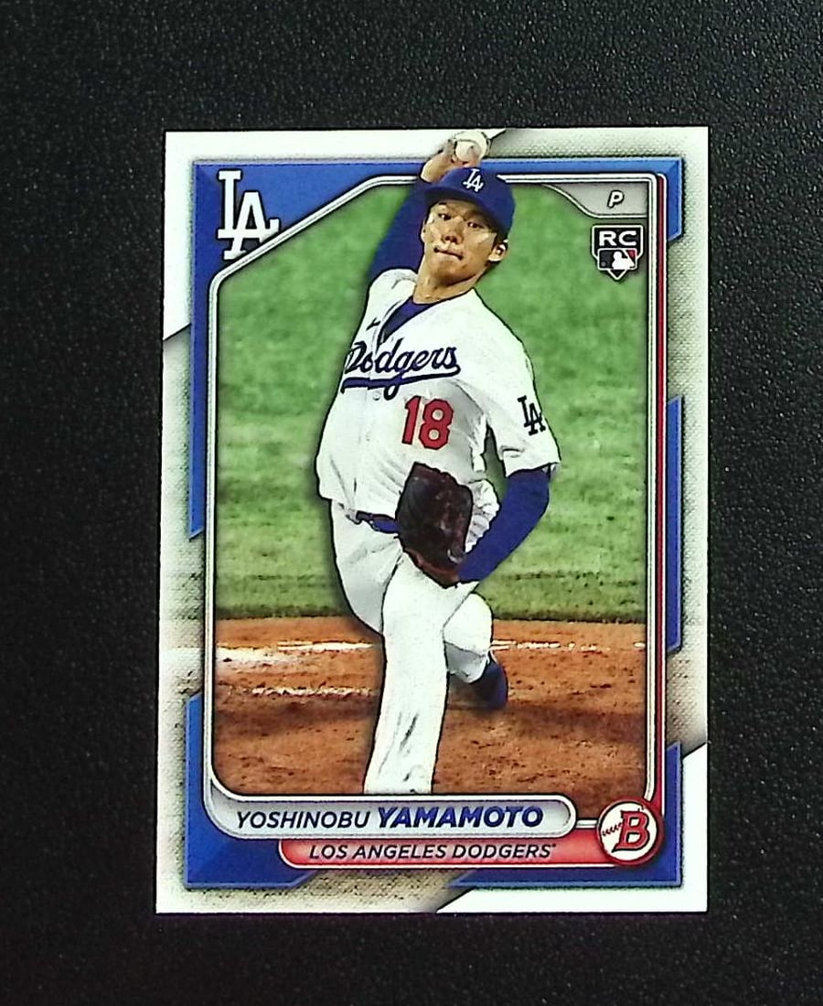 Yoshinobu Yamamoto Rookie Card 2024 Bowman #36 Los Angeles Dodgers: Topps, Bowman, & Fanatics Baseball MLB Trading & Sports Cards, Sports Cards for Sale Near Me, World Series & Hall of Fame Players Memorabilia, Refractors, X-Fractors, Numbered, SP, SSP, Valuable Aucti