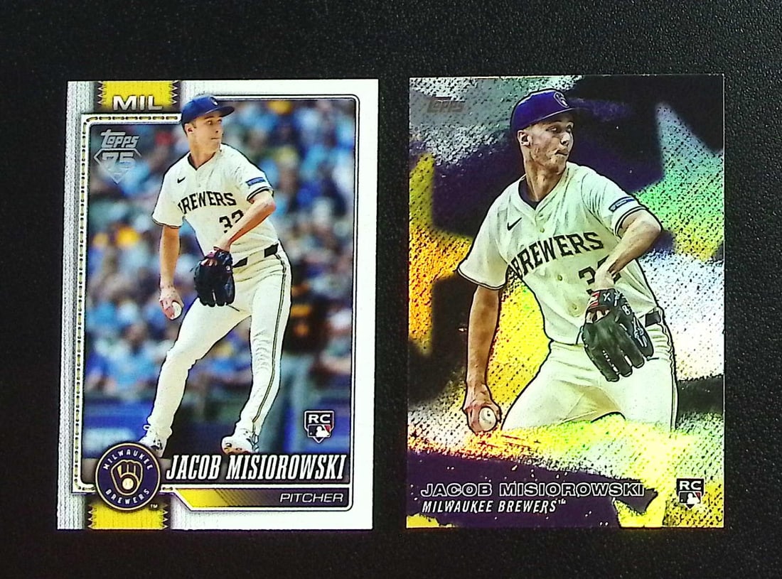 Lot of 2 Jacob Misiorowski Topps Rookie Cards. Series One #10 & Stars of MLB #SMLB-26: Topps, Bowman, & Fanatics Baseball MLB Trading & Sports Cards, Sports Cards for Sale Near Me, World Series & Hall of Fame Players Memorabilia, Refractors, X-Fractors, Numbered, SP, SSP, Valuable Aucti