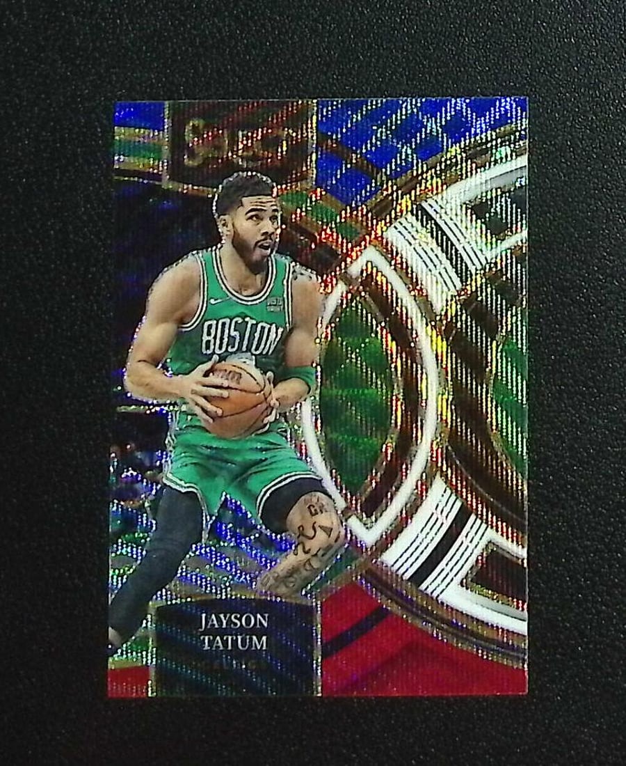 Jayson Tatum Tri Color Prizm 2023-24 Select #156 Boston Celtics: Panini, Donruss Optic, Donruss Select, Prizm, Mosaic, Contenders, Revolution, Phoenix, NBA Hoops, Rookie NFL Sports Trading Cards, Silver, SP, SSP, Wave Prizms, Numbered Cards, Basketball sports Cards