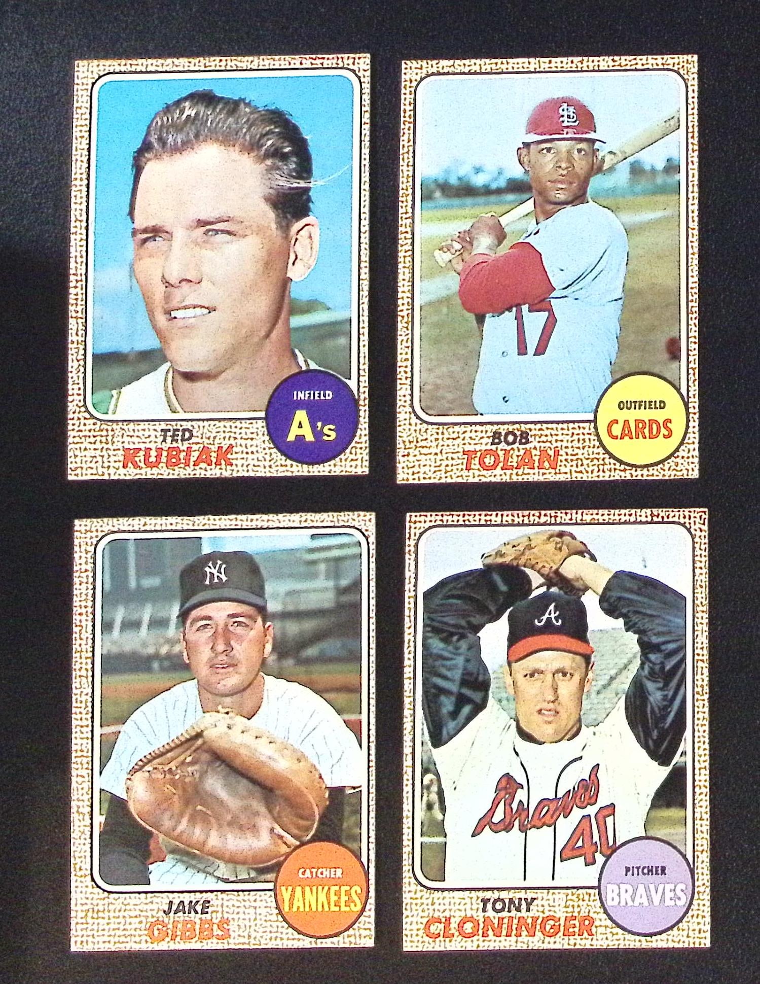 Lot of 4 1968 Topps Vintage Baseball Cards. All Different, See Pics for Cards/Condition (1 of 2)
