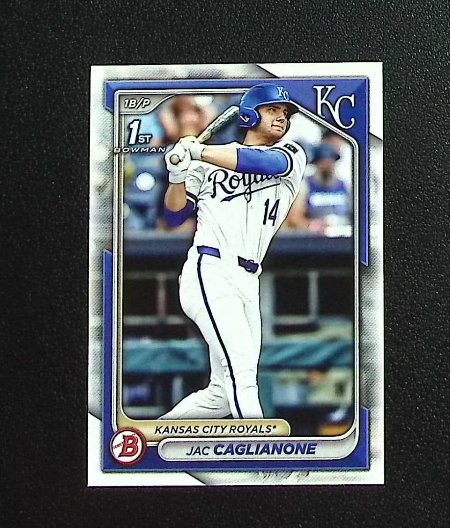 Jac Caglianone 1st Bowman 2024 Bowman Draft #BD-8 Kansas City Royals: Topps, Bowman, & Fanatics Baseball MLB Trading & Sports Cards, Sports Cards for Sale Near Me, World Series & Hall of Fame Players Memorabilia, Refractors, X-Fractors, Numbered, SP, SSP, Valuable Aucti