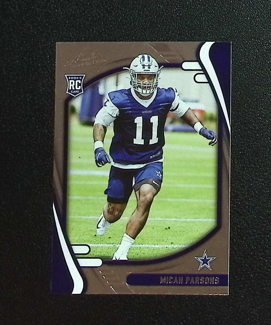 Micah Parsons Rookie Card 2021 Panini Absolute #158 Cowboys, Packers: Panini, Donruss Optic, & Donruss Select, Prizm, Mosaic, Contenders, Zenith, Phoenix, Illusions, Absolute, Rookie NFL Sports Trading Cards, SP, SSP, Cards, Football Cards for Sale Near Me, Superbowl & 