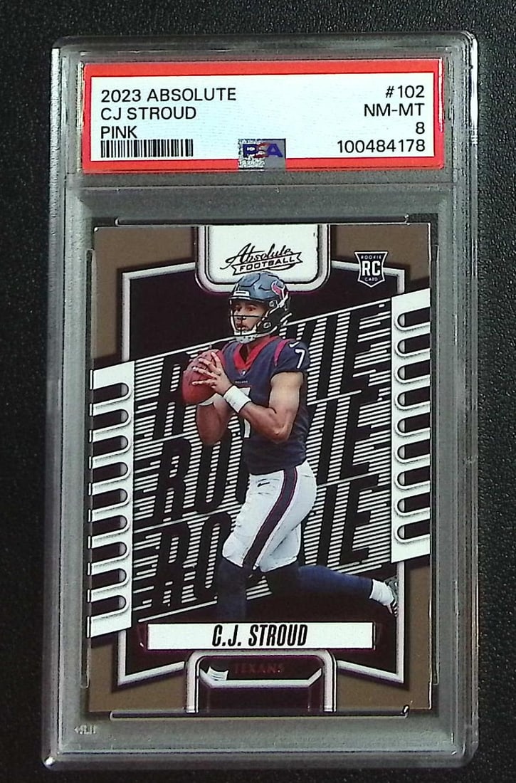 Cj Stroud Rookie Card Pink 2023 Absolute #102 PSA 8 Pop 1 Only 6 Higher. Houston Texans (1 of 2)