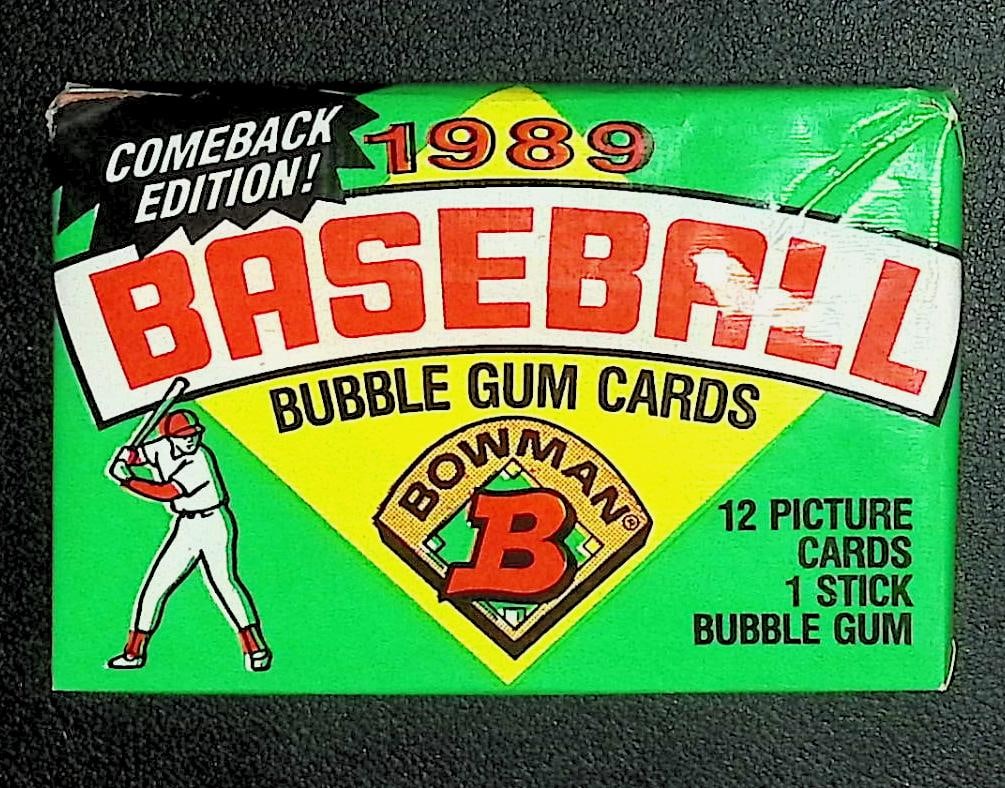 1989 Bowman Vintage Baseball Cards Retail Box Wax Pack Sports Cards MLB Trading Cards: Bowman Vintage Valuable Rookie Baseball MLB Trading & Sports Cards, Rookie Cards in this set are Ken Griffey, Jr, Gary Sheffield, John Smoltz, Old Sports Cards for Sale Near Me, Auction Memorabilia Lo