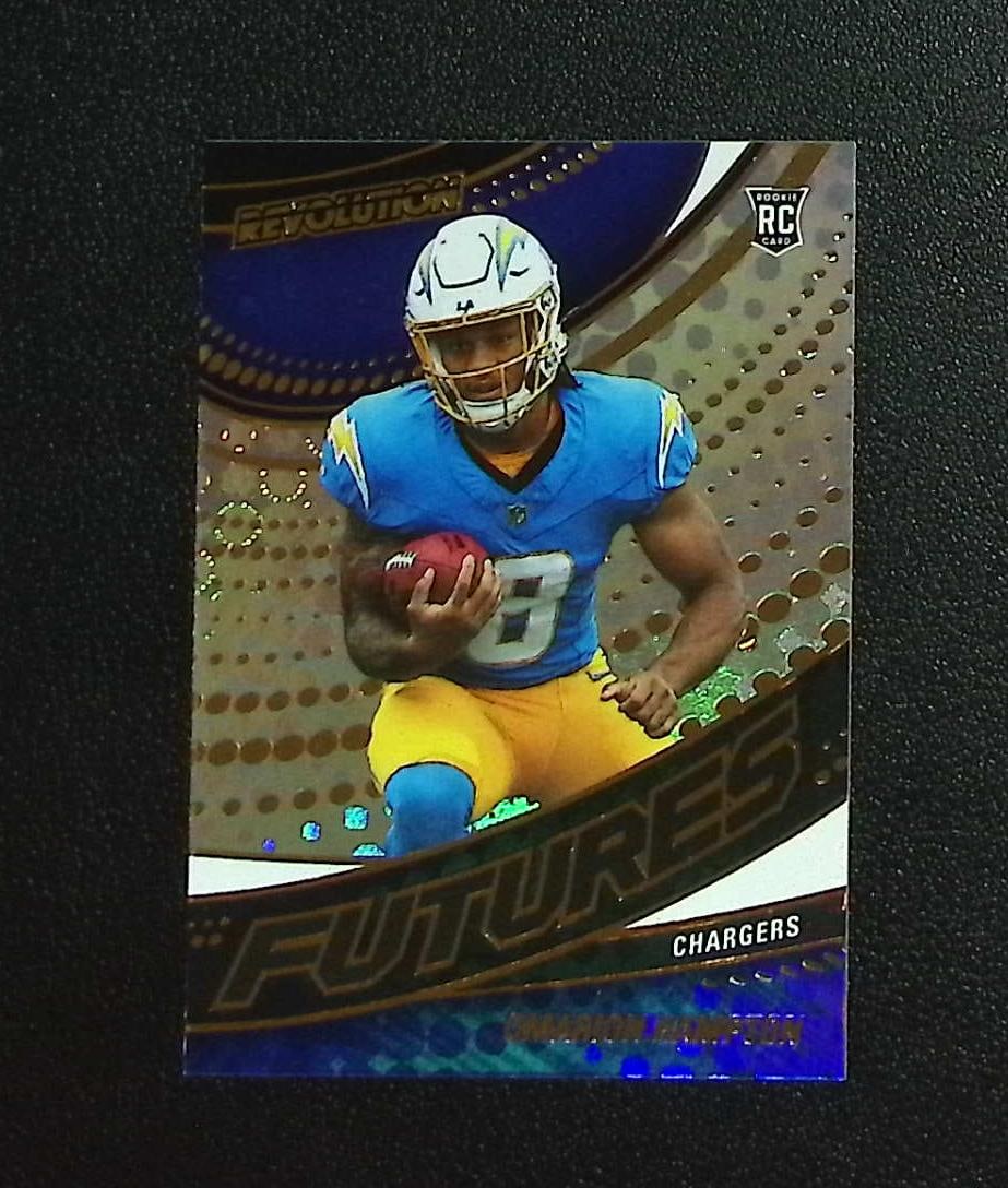Omarion Hampton Rookie Card Futures 2025 Panini Revolution #24 Los Angeles Chargers: Panini, Donruss Optic, & Donruss Select, Prizm, Mosaic, Contenders, Zenith, Phoenix, Illusions, Absolute, Rookie NFL Sports Trading Cards, SP, SSP, Cards, Football Cards for Sale Near Me, Superbowl & 