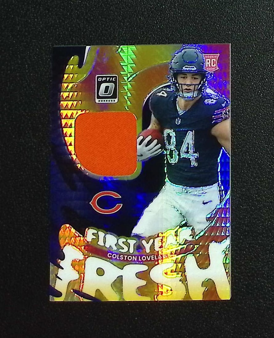 Colston Loveland Rookie Blue Hyper Prizm Patch 2025 Donruss Optic #FYFBH-CLD Bears: Panini, Donruss Optic, & Donruss Select, Prizm, Mosaic, Contenders, Zenith, Phoenix, Illusions, Absolute, Rookie NFL Sports Trading Cards, SP, SSP, Cards, Football Cards for Sale Near Me, Superbowl & 