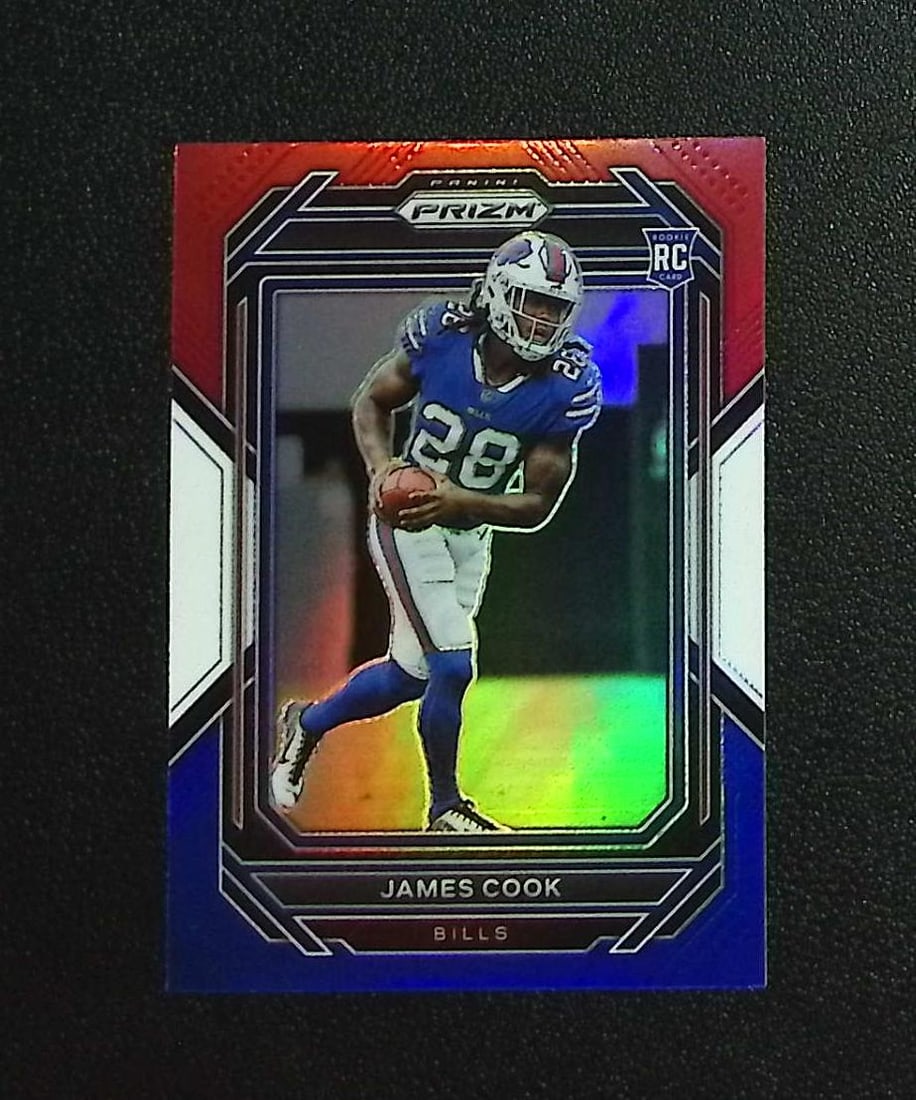 James Cook Rookie Red White Blue Prizm 2022 Panini Prizm #319 Buffalo Bills: Panini, Donruss Optic, & Donruss Select, Prizm, Mosaic, Contenders, Zenith, Phoenix, Illusions, Absolute, Rookie NFL Sports Trading Cards, SP, SSP, Cards, Football Cards for Sale Near Me, Superbowl & 