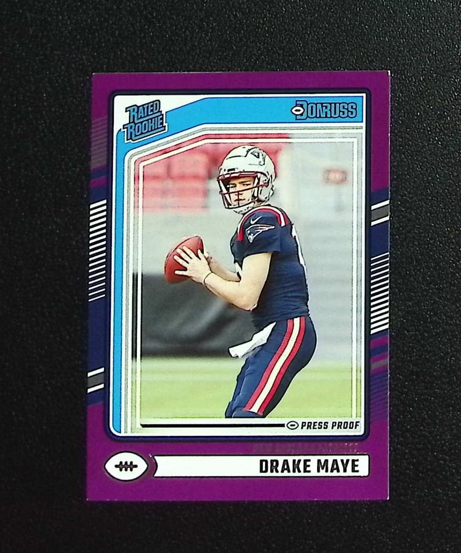 Drake Maye Rookie Purple Press Proof 2024 Donruss #379 New England Patriots: Panini, Donruss Optic, & Donruss Select, Prizm, Mosaic, Contenders, Zenith, Phoenix, Illusions, Absolute, Rookie NFL Sports Trading Cards, SP, SSP, Cards, Football Cards for Sale Near Me, Superbowl & 