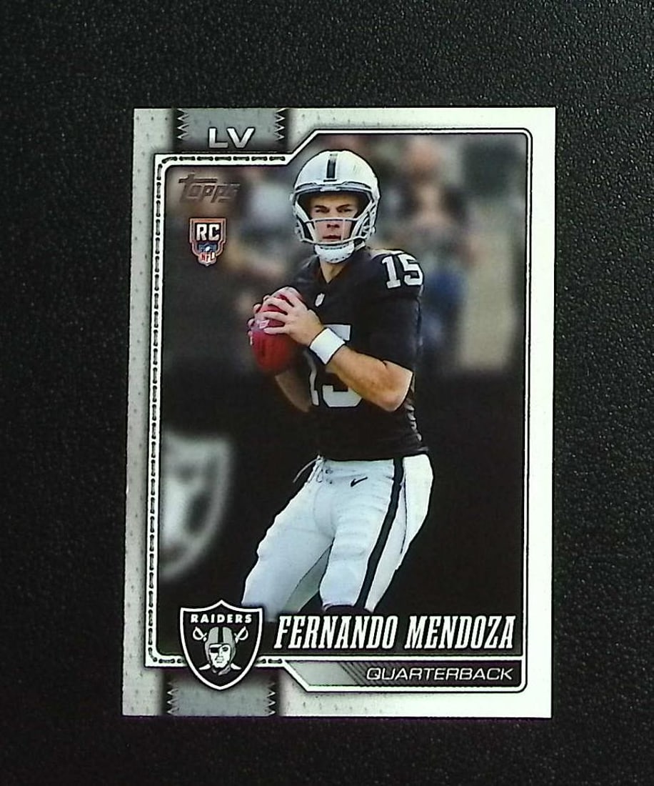 Fernando Mendoza Rookie Card 2026 Topps #301 Las Vegas Raiders: Topps & Bowman Football NFL Trading Sports Cards, Sports Cards for Sale Near Me, Super Bowl & Hall of Fame Player Cards, Resurgence, Composite, SP, SSP, Valuable Auction Memorabilia Lots For Sale On L