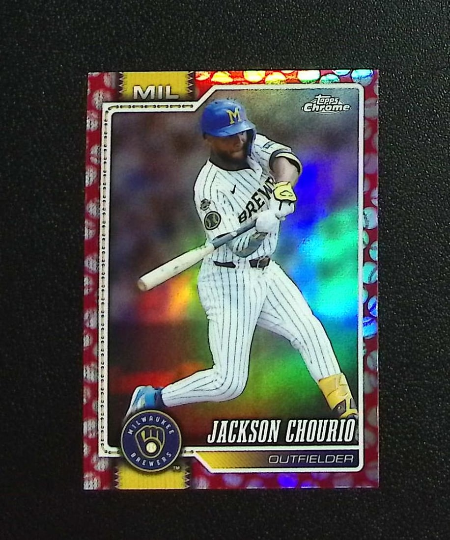 Jackson Chourio Baseball Seams Refractor 2026 Topps Chrome #51 Milwaukee Brewers: Topps, Bowman, & Fanatics Baseball MLB Trading & Sports Cards, Sports Cards for Sale Near Me, World Series & Hall of Fame Players Memorabilia, Refractors, X-Fractors, Numbered, SP, SSP, Valuable Aucti