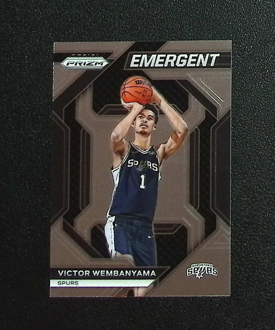 Victor Wembanyama Rookie Card Emergent 2023-24 Panini Prizm #12 Spurs: Panini, Donruss Optic, Donruss Select, Prizm, Mosaic, Contenders, Revolution, Phoenix, NBA Hoops, Rookie NFL Sports Trading Cards, Silver, SP, SSP, Wave Prizms, Numbered Cards, Basketball sports Cards