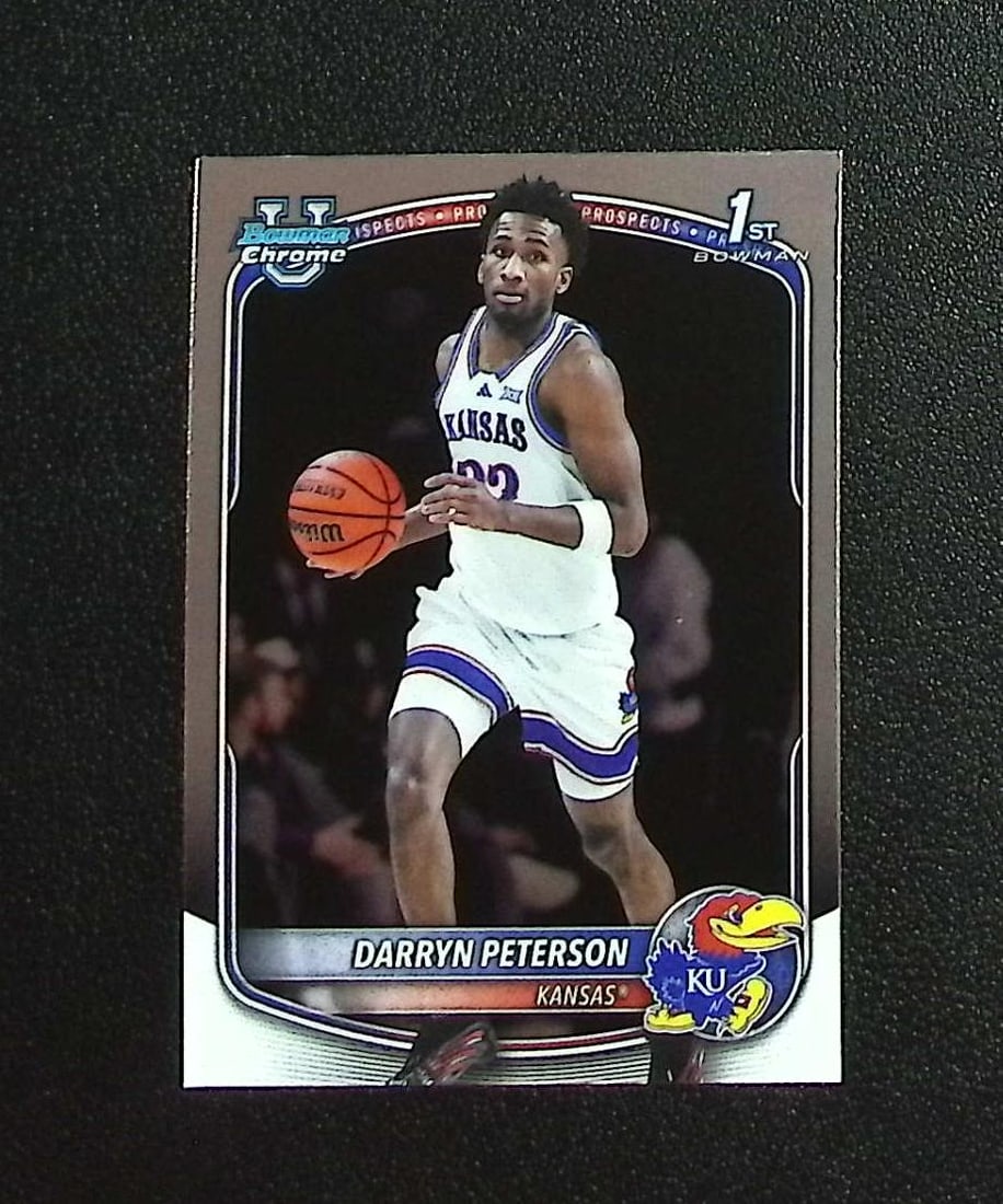 Darryn Peterson 1st Bowman Chrome 2025-26 Bowman #BCP-2 Kansas Jayhawks, Jazz: Topps & Bowman Basketball NBA Trading & Sports Cards, Sports Cards for Sale Near Me, Chrome, Refractor, SP, SSP, Valuable Auction Memorabilia Lots Sold On Line, NBA Championship & Hall of Fame Player 