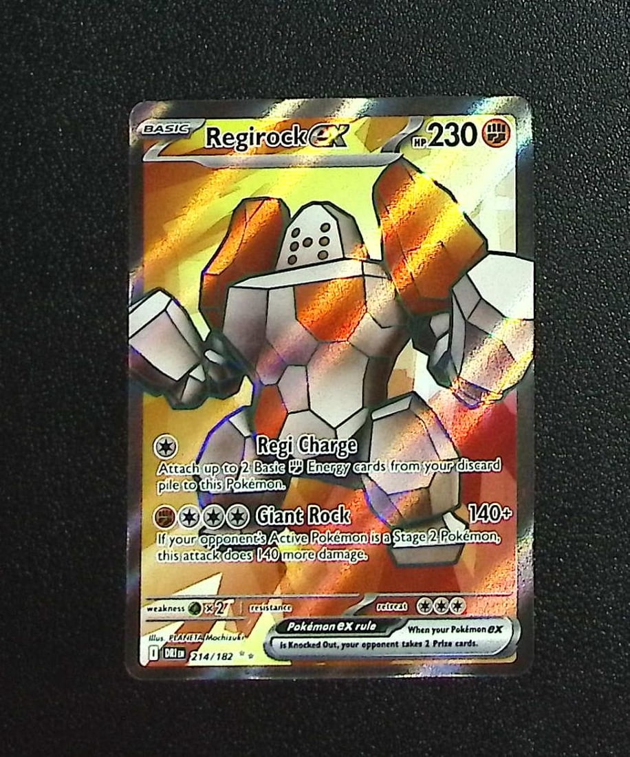 Pokemon Destined Rivals Regirock Ex Ultra Rare #214: Pokemon Trading Card Game Cards, Charizard, Pikachu, Mewtwo, Reverse Holo, Holo Rare, Secret Rare Cards, Full Art Cards, Eevee, Ultra Rare Card, Illustration Rare, Special Illustration Rare SIR