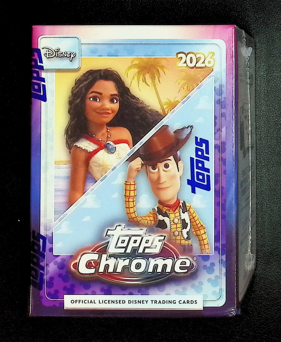 2026 Topps Disney Chrome Blaster Box: Disney Topps Trading Cards of Movies & Television Shows, Refractors, Ray Waves, Numbered Rare Cards. Darth Vader, Luke Skywalker, Princess Leia, Mandalorian, Yoda, Grogu, Han Solo, Rebellion, Imperial