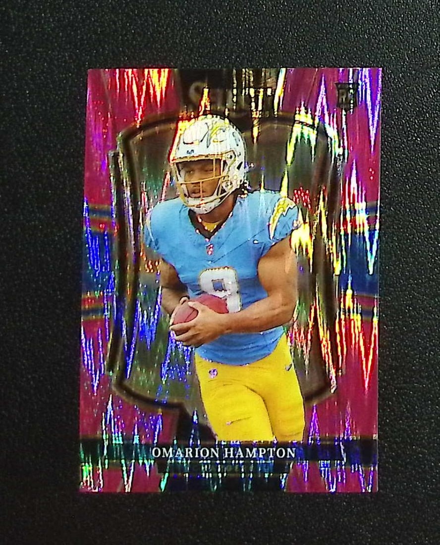 Omarion Hampton Rookie Pink Shock Prizm 2025 Select #102 Los Angeles Lakers: Panini, Donruss Optic, & Donruss Select, Prizm, Mosaic, Contenders, Zenith, Phoenix, Illusions, Absolute, Rookie NFL Sports Trading Cards, SP, SSP, Cards, Football Cards for Sale Near Me, Superbowl & 