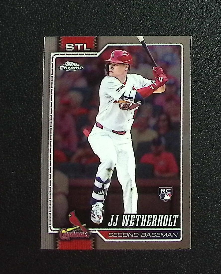 JJ Wetherholt Rookie Card 2026 Topps Chrome #119 St. Louis Cardinals: Topps, Bowman, & Fanatics Baseball MLB Trading & Sports Cards, Sports Cards for Sale Near Me, World Series & Hall of Fame Players Memorabilia, Refractors, X-Fractors, Numbered, SP, SSP, Valuable Aucti