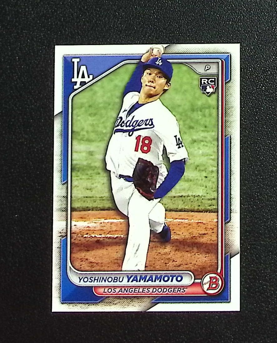 Yoshinobu Yamamoto Rookie Card 2024 Bowman #36 Los Angeles Dodgers: Topps, Bowman, & Fanatics Baseball MLB Trading & Sports Cards, Sports Cards for Sale Near Me, World Series & Hall of Fame Players Memorabilia, Refractors, X-Fractors, Numbered, SP, SSP, Valuable Aucti