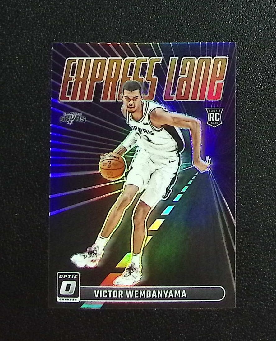 Victor Wembanyama Rookie Express Lane Holo Prizm 2023-24 Donruss Optic #8 Spurs: Panini, Donruss Optic, Donruss Select, Prizm, Mosaic, Contenders, Revolution, Phoenix, NBA Hoops, Rookie NFL Sports Trading Cards, Silver, SP, SSP, Wave Prizms, Numbered Cards, Basketball sports Cards