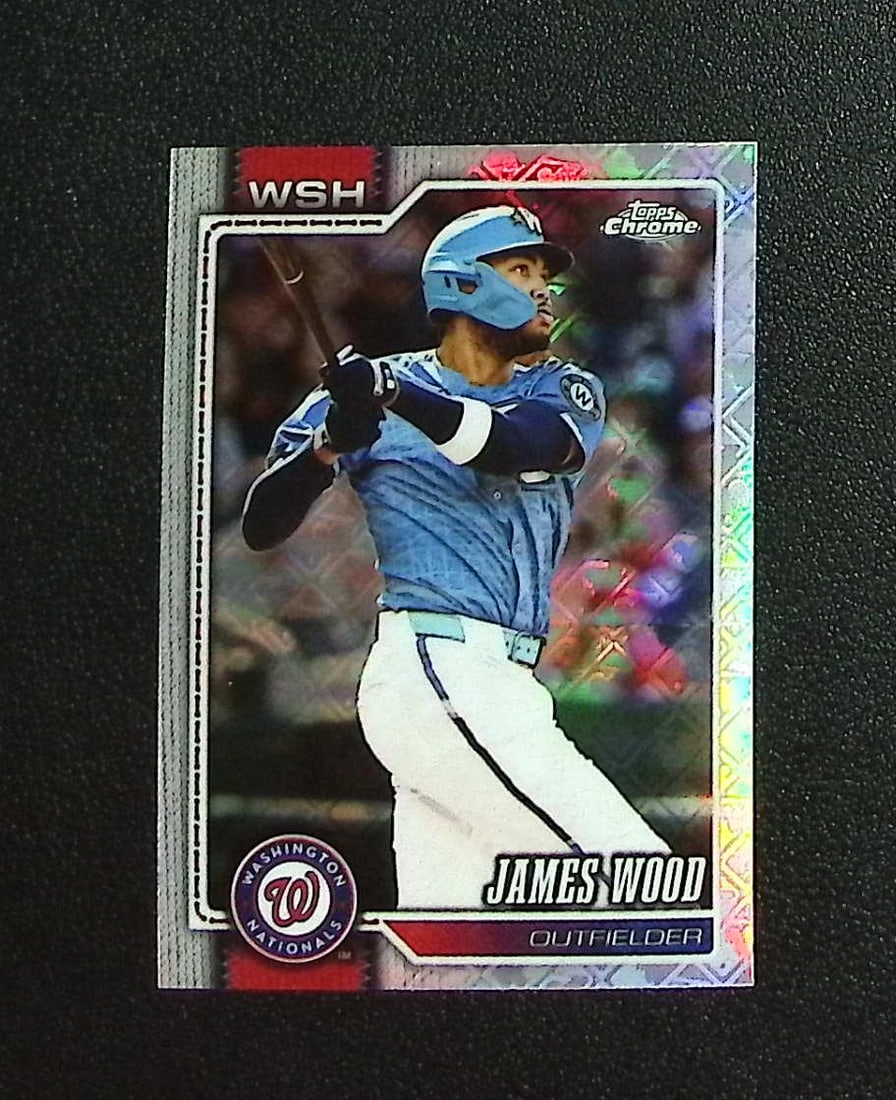 James Wood Logofractor 2026 Topps Chrome #128 Washington Nationals: Topps, Bowman, & Fanatics Baseball MLB Trading & Sports Cards, Sports Cards for Sale Near Me, World Series & Hall of Fame Players Memorabilia, Refractors, X-Fractors, Numbered, SP, SSP, Valuable Aucti