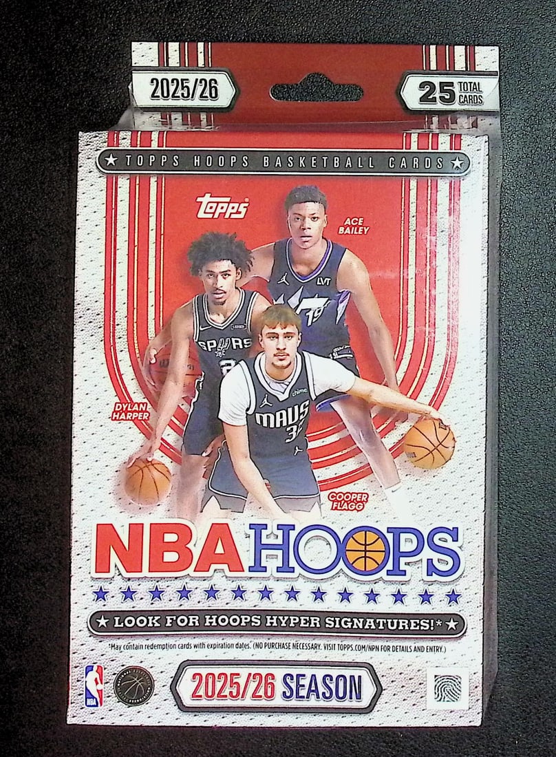 2025 Topps NBA Hoops Basketball HANGER BOX: Cooper Flagg & Kon Kneuppel Rookie Cards: Cooper Flagg & Kon Kneuppel Rookie Cards. Topps Basketball NBA Trading & Sports Cards, Rookie Cards in this set are Cooper Flagg, Dylan Harper, Ace Bailey, V J Edgecombe, Kon Knueppel , Autographs, Si