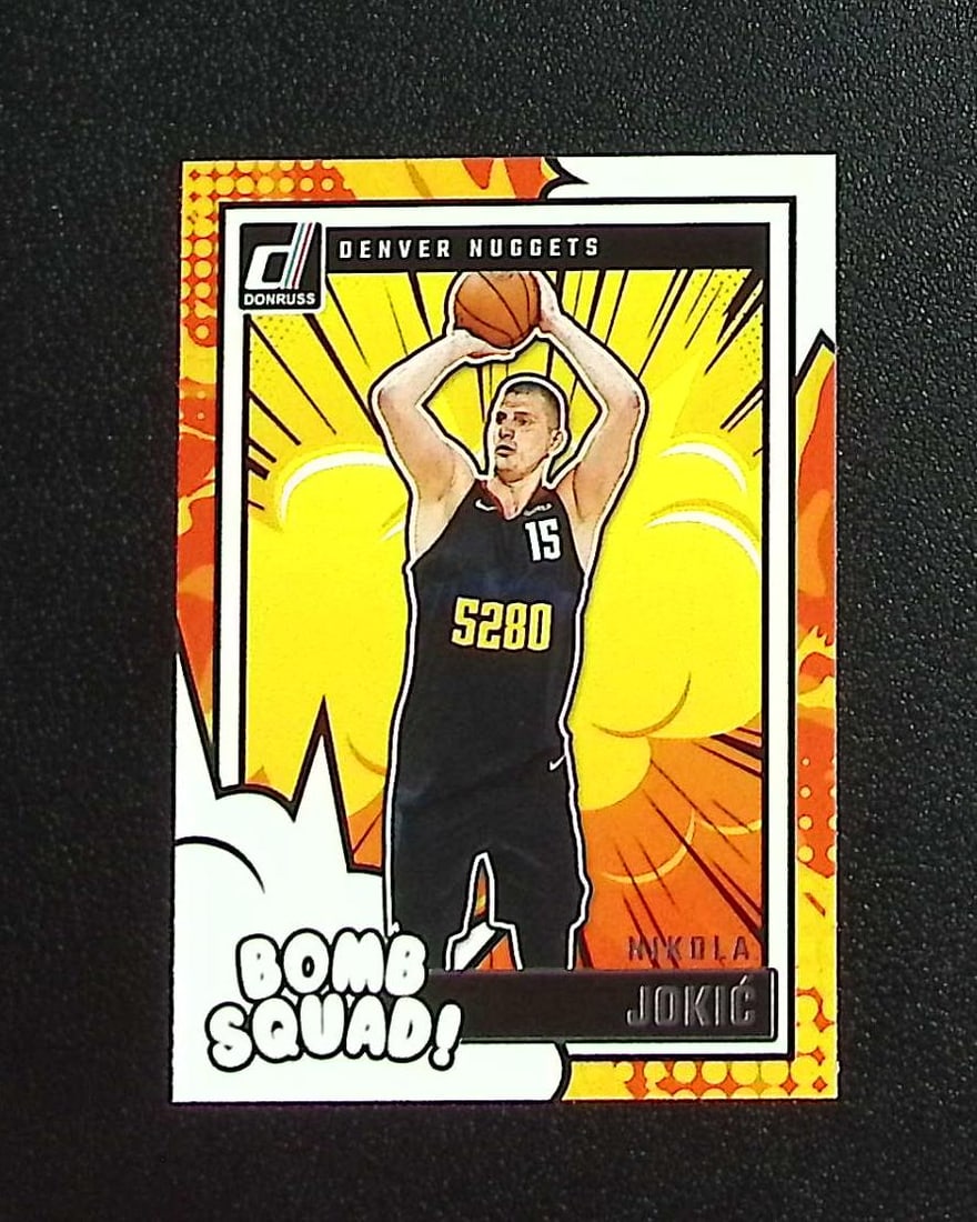 Nikola Jokic Bomb Squad 2024-25 Donruss #2 Denver Nuggets: Panini, Donruss Optic, Donruss Select, Prizm, Mosaic, Contenders, Revolution, Phoenix, NBA Hoops, Rookie NFL Sports Trading Cards, Silver, SP, SSP, Wave Prizms, Numbered Cards, Basketball sports Cards
