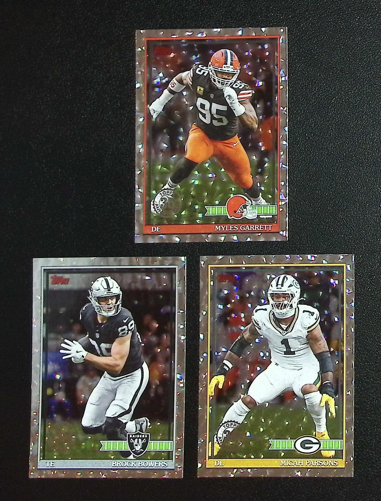 Lot of 3 2026 Topps Football Crackle Foil Cards. Myles Garrett, Brock Bowers, Micah Parsons: Topps & Bowman Football NFL Trading Sports Cards, Sports Cards for Sale Near Me, Super Bowl & Hall of Fame Player Cards, Resurgence, Composite, SP, SSP, Valuable Auction Memorabilia Lots For Sale On L
