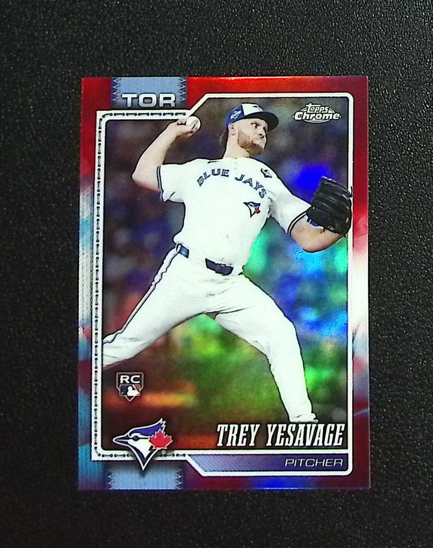 Trey Yesavage Rookie Red White Blue Refractor 2026 Topps Chrome #86 Blue Jays: Topps, Bowman, & Fanatics Baseball MLB Trading & Sports Cards, Sports Cards for Sale Near Me, World Series & Hall of Fame Players Memorabilia, Refractors, X-Fractors, Numbered, SP, SSP, Valuable Aucti