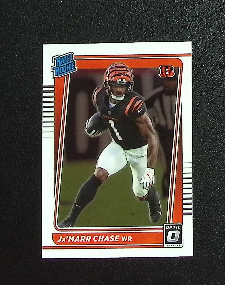 Ja'Marr Chase Rookie Card 2021 Donruss Optic #207 Cincinnati Bengals: Panini, Donruss Optic, & Donruss Select, Prizm, Mosaic, Contenders, Zenith, Phoenix, Illusions, Absolute, Rookie NFL Sports Trading Cards, SP, SSP, Cards, Football Cards for Sale Near Me, Superbowl & 