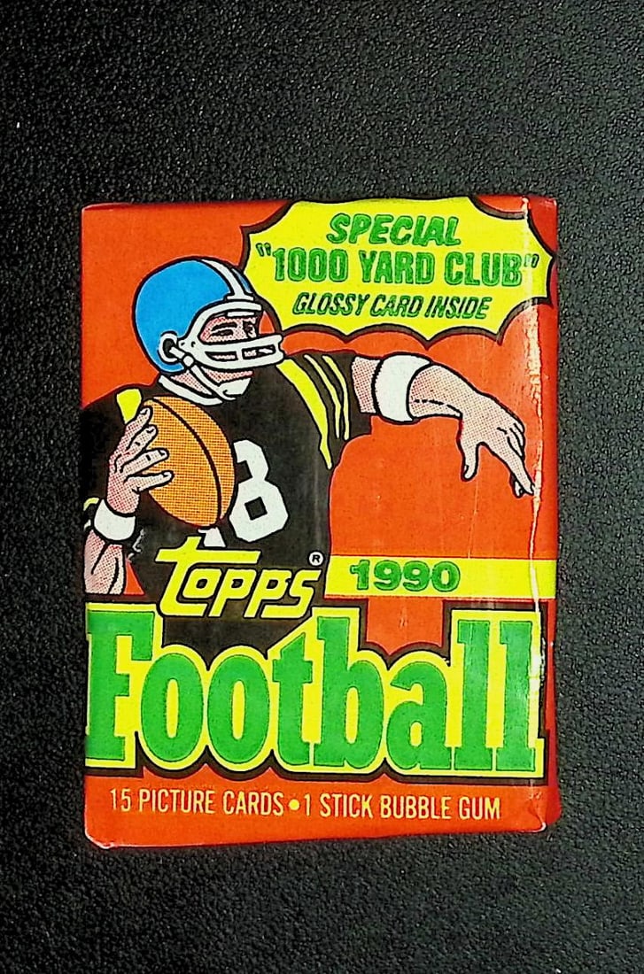1990 Series 1 Topps Football Card Retail Box Wax Pack - Deion Sanders Rookie Card: Vintage Valuable Football NFL Trading & Sports Cards, Old Sports Cards Sold On Line, Auction Lots Sold On Line, Super Bowl and Hall of Fame Players, Dallas Cowboys, Buffalo Bills, Steelers, 49ers, Joe