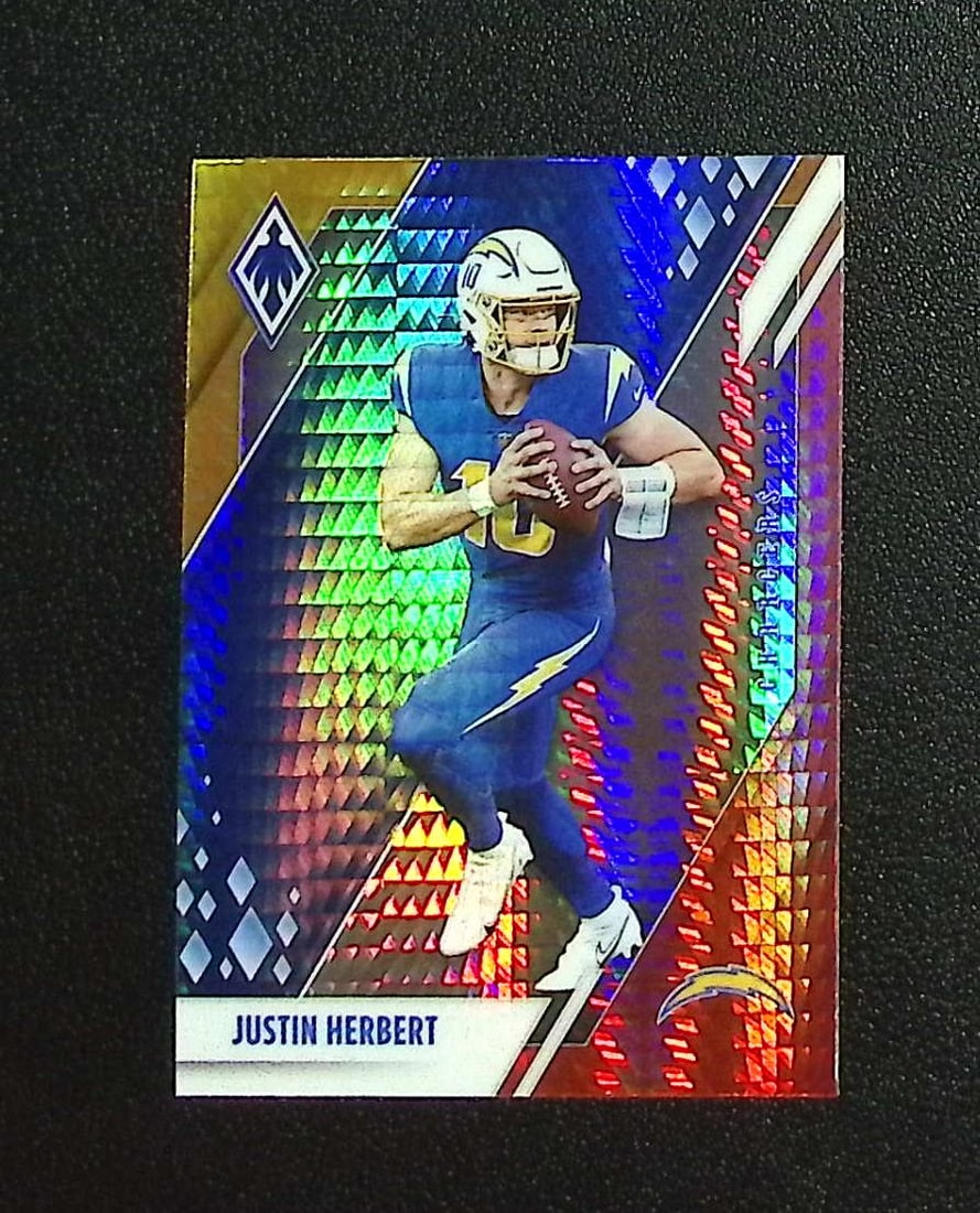 Justin Herbert Fire Burst 2021 Phoenix #70 Los Angeles Chargers: Panini, Donruss Optic, & Donruss Select, Prizm, Mosaic, Contenders, Zenith, Phoenix, Illusions, Absolute, Rookie NFL Sports Trading Cards, SP, SSP, Cards, Football Cards for Sale Near Me, Superbowl & 