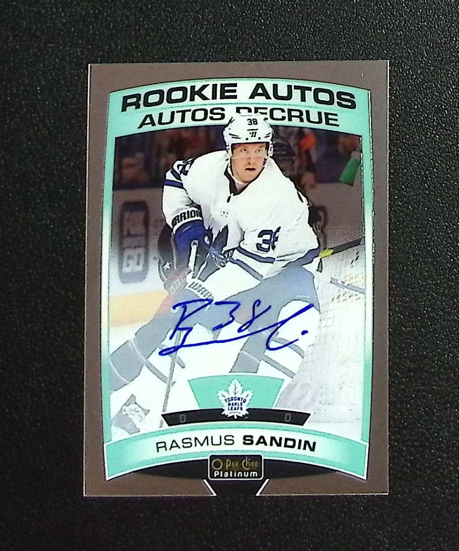 Rasmus Sandin Rookie Auto 2019-20 O-Pee-Chee Platinum #R-SA Maple Leafs, Capitals (1 of 2)