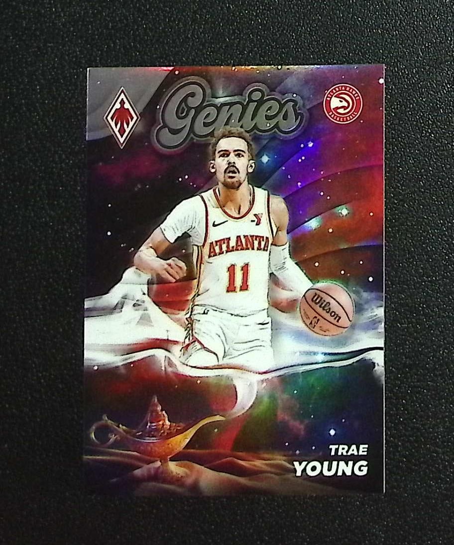 Trae Young Genies SSP Case Hit 2023-24 Panini Phoenix #19 Hawks, Wizards: Panini, Donruss Optic, Donruss Select, Prizm, Mosaic, Contenders, Revolution, Phoenix, NBA Hoops, Rookie NFL Sports Trading Cards, Silver, SP, SSP, Wave Prizms, Numbered Cards, Basketball sports Cards