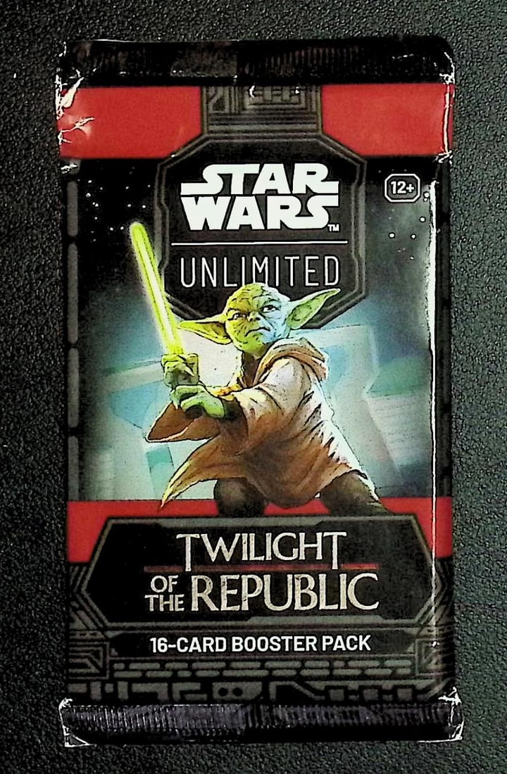Star Wars Unlimited Twilight of the Republic 16 Card Booster Pack: 1 Rare or Legendary per Pack: Disney TCG, Trading Card Games, 1 Leader, 1 Base/Token, 9 Commons, 3 Uncommon, 1 Rare or Legendary, & 1 Premium Foil Card Per Pack. Darth Vader, Luke Skywalker, Princess Leia, Mandalorian, Yoda, Grogu