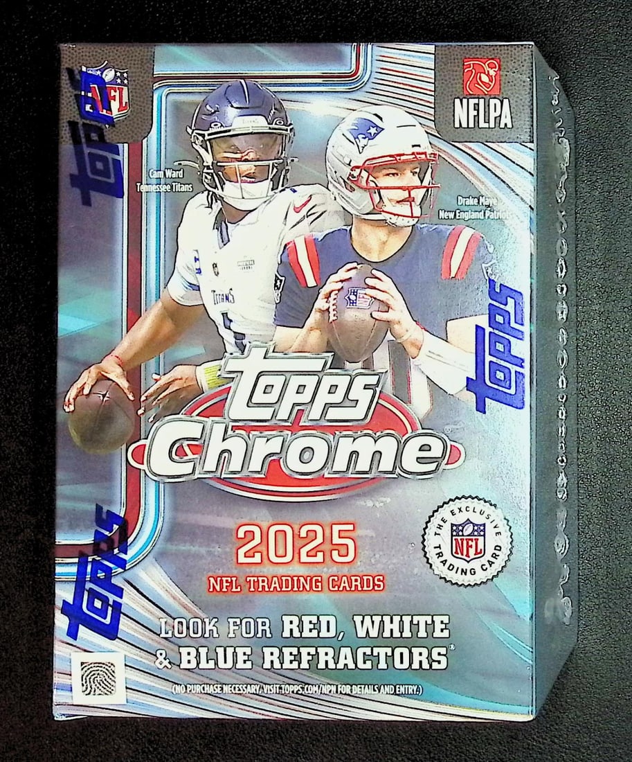 2025 Topps Chrome Football Blaster Box: Topps Football NFL Trading & Sports Cards, Refractors, Prism Refractors, X-Fractors, Sports Cards for Sale Near Me, Super Bowl & Hall of Fame Players, Autographs, SP, SSP, Valuable Auction Memorabilia