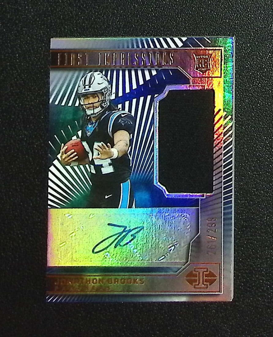 Jonathon Brooks Rookie Patch Auto /299 2024 Panini Illusions #125: Panini, Donruss Optic, & Donruss Select, Prizm, Mosaic, Contenders, Zenith, Phoenix, Illusions, Absolute, Rookie NFL Sports Trading Cards, SP, SSP, Cards, Football Cards for Sale Near Me, Superbowl & 