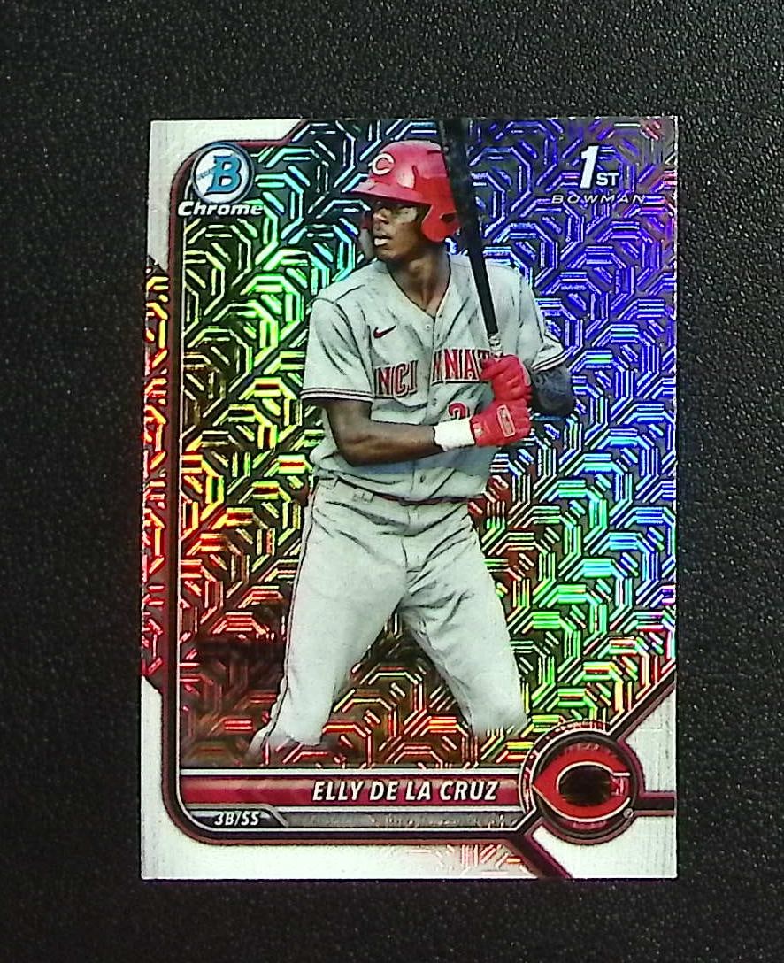 Elly De La Cruz 1st Bowman Mojo Refractor 2022 Bowman Chrome #BCP-50 Reds: Topps, Bowman, & Fanatics Baseball MLB Trading & Sports Cards, Sports Cards for Sale Near Me, World Series & Hall of Fame Players Memorabilia, Refractors, X-Fractors, Numbered, SP, SSP, Valuable Aucti