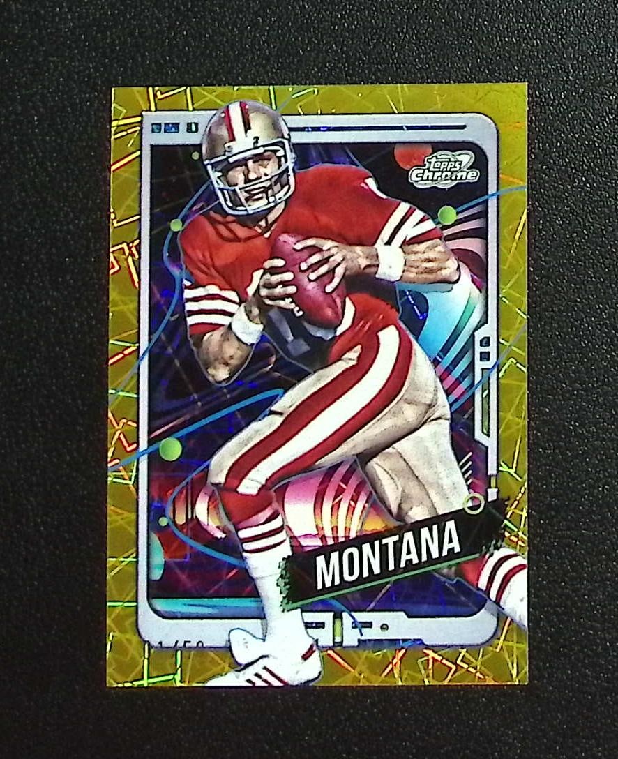 Joe Montana Gold Interstellar Refractor /50 2024 Topps Cosmic Chrome #91 49ers: Topps & Bowman Football NFL Trading Sports Cards, Sports Cards for Sale Near Me, Super Bowl & Hall of Fame Player Cards, Resurgence, Composite, SP, SSP, Valuable Auction Memorabilia Lots For Sale On L