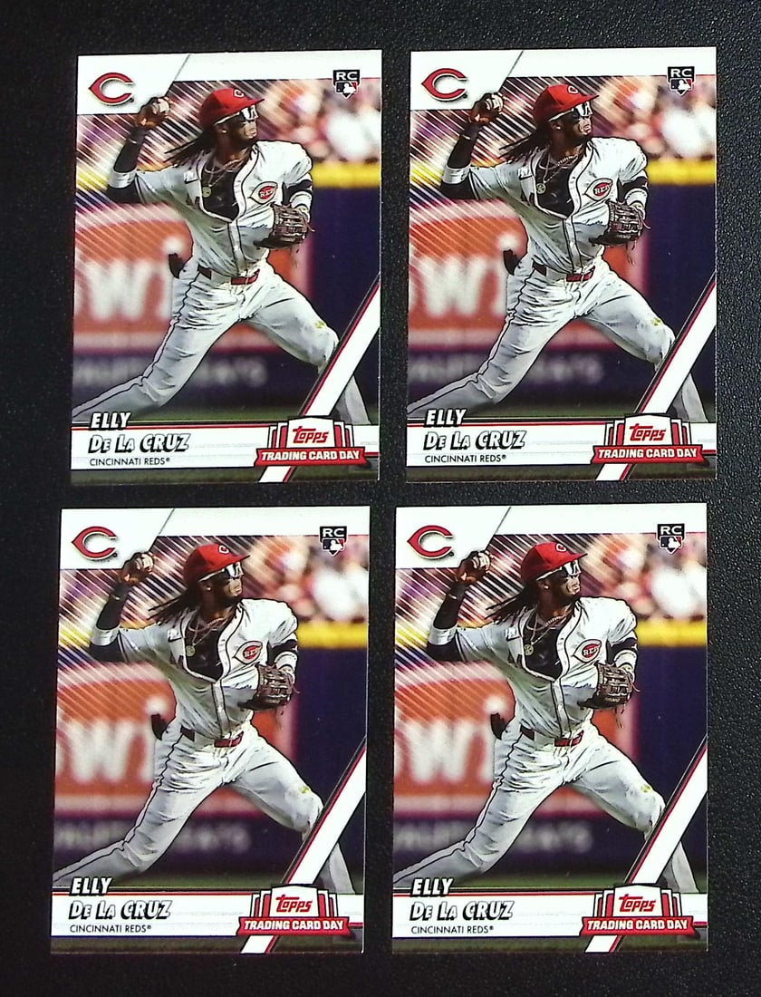 Lot of 4 Elly De La Cruz Rookie Cards 2024 Topps Trading Card Day #NTCD-GWP1 Reds: Topps, Bowman, & Fanatics Baseball MLB Trading & Sports Cards, Sports Cards for Sale Near Me, World Series & Hall of Fame Players Memorabilia, Refractors, X-Fractors, Numbered, SP, SSP, Valuable Aucti