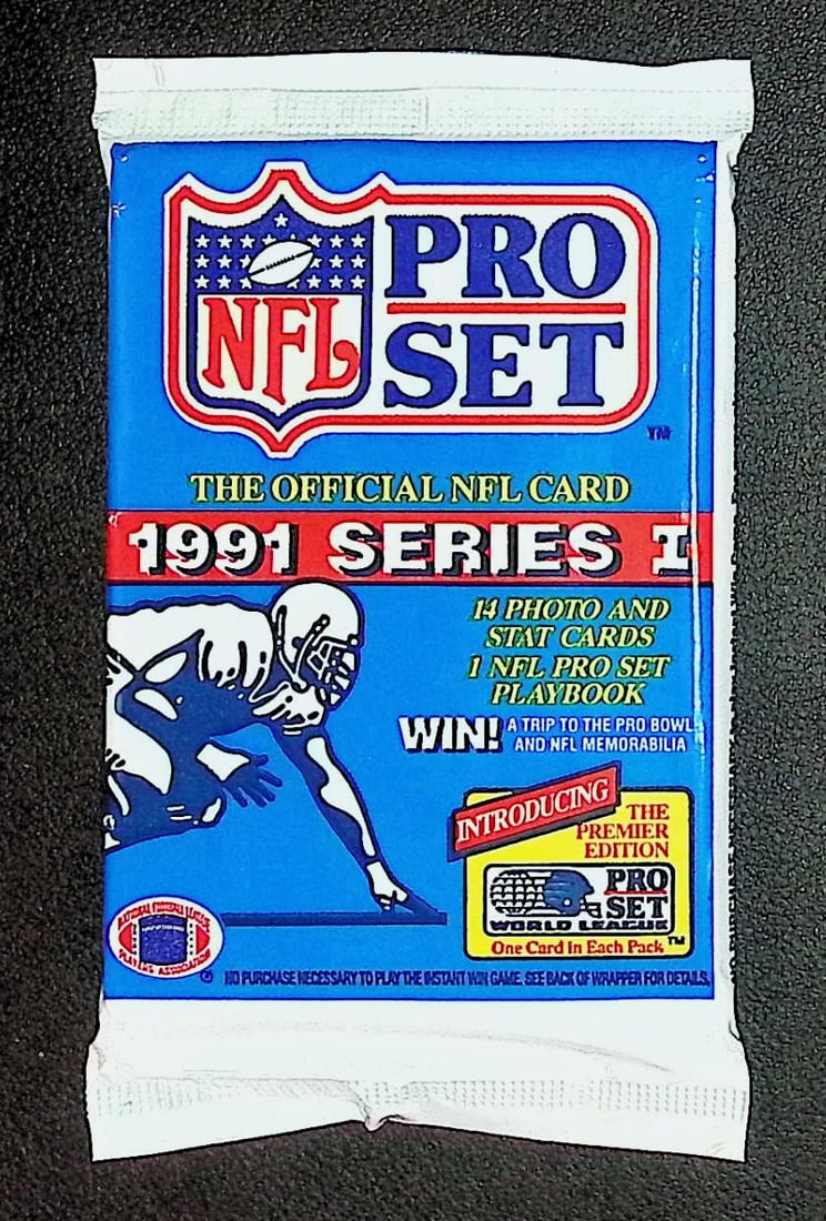 1991 Pro-Set Series 1 Vintage Football Card Retail Box Wax Pack, Sports Cards: Pro-Set Vintage Football NFL Trading & Sports Cards, Brett Favre Rookie Card, Old Sports Cards for Sale on Line, Super Bowl and Hall of Fame Players, Valuable Auction Lots for Sale On Line, Rookie Car