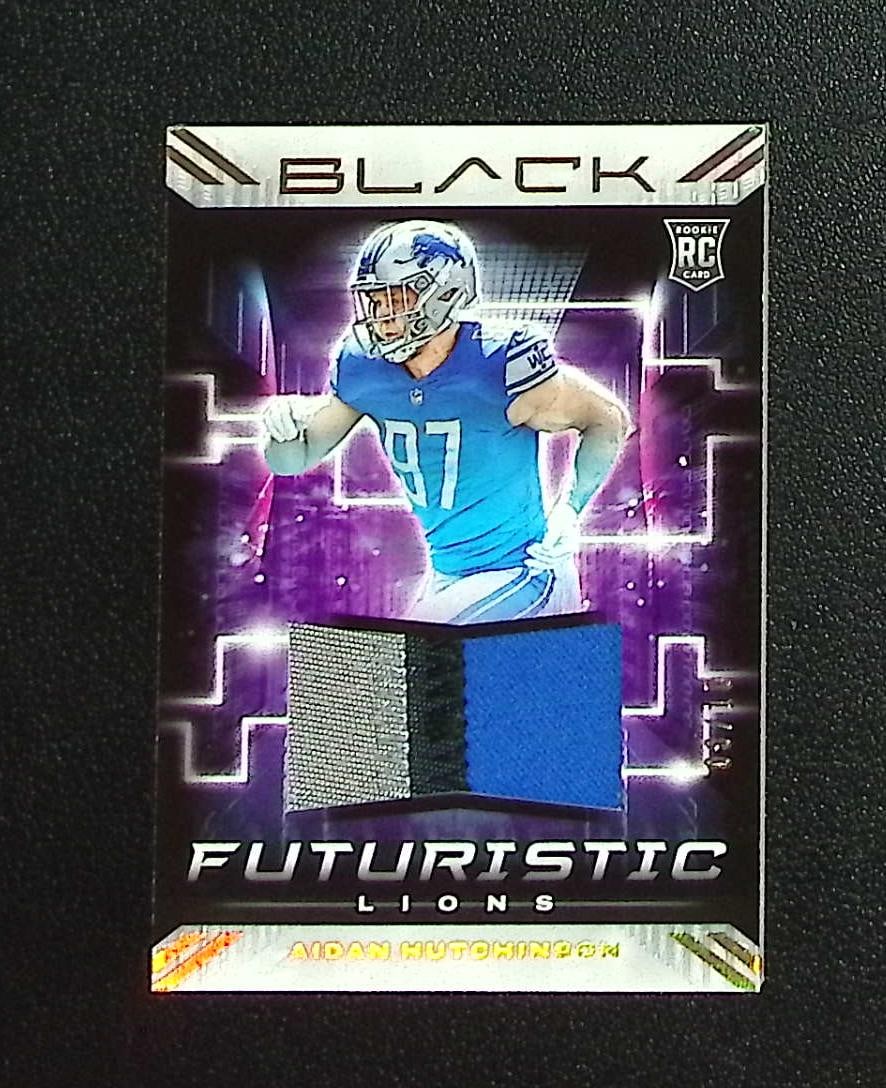 Aidan Hutchinson Rookie Patch Gold /10 2022 Panini Black #FUT-AHU Detroit Lions: Panini, Donruss Optic, & Donruss Select, Prizm, Mosaic, Contenders, Zenith, Phoenix, Illusions, Absolute, Rookie NFL Sports Trading Cards, SP, SSP, Cards, Football Cards for Sale Near Me, Superbowl & 